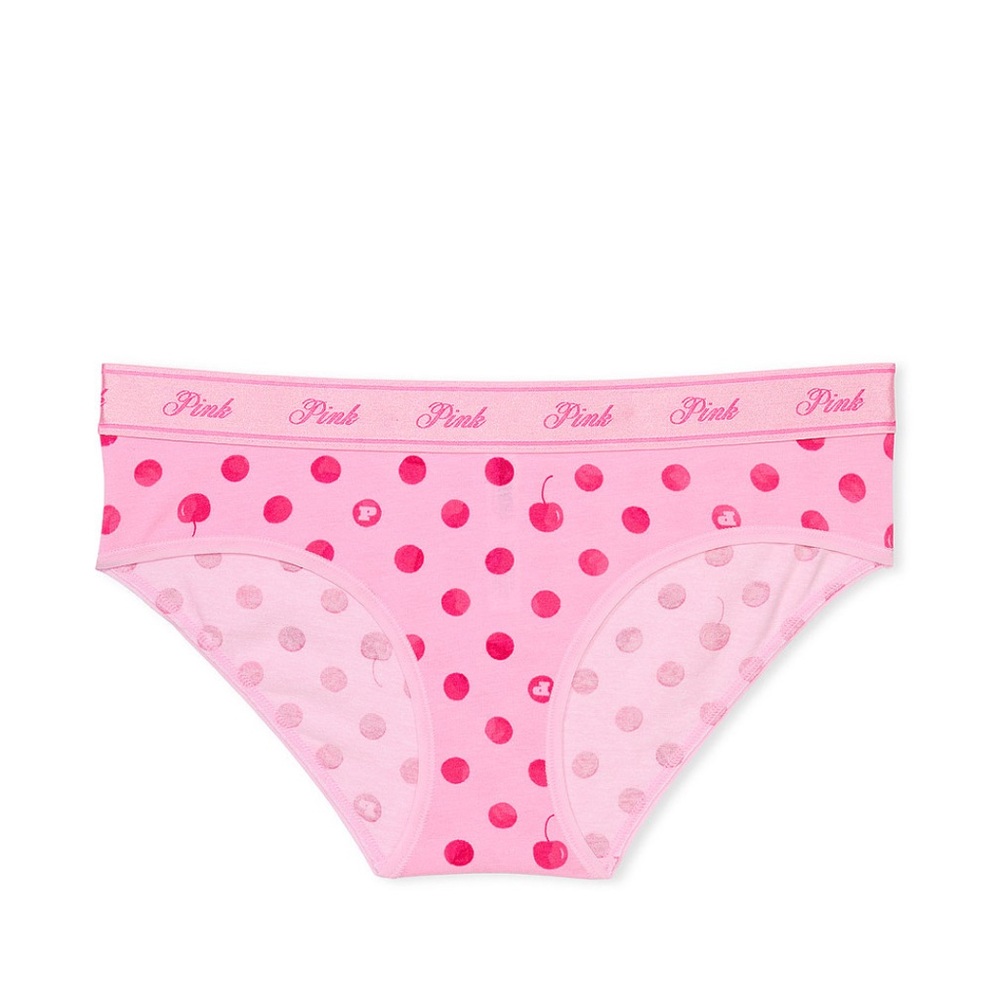 PINK/VICTORIA’S SECRET Logo Cotton Hiphugger Panty in Pink Bubble Cherry Dot